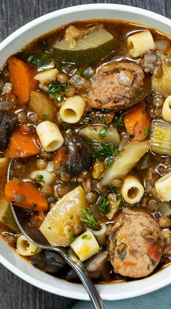 Ministrone with Chicken Sausage and Lentiles